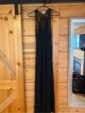 H&M Black Sleeveless Maxi Dress with Sheer Yoke